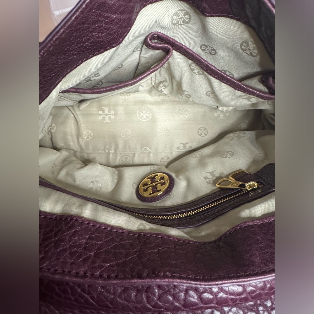 ☘️#159 Tory Burch Vintage 797 Pebbled Leather Two-Way Bag Gold-Tone Hardware - Picture 13 of 14